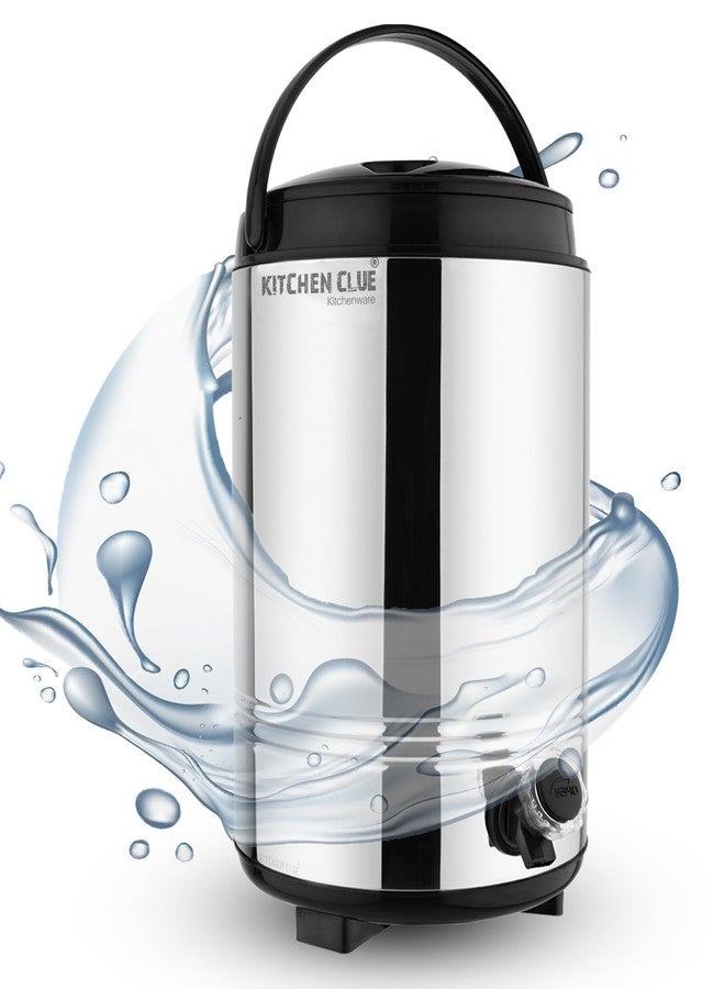 KITCHEN CLUE Hot and Cold Water Jug/Mayur Jug 10 Liters I PU Insulated Thermosteel I Easy to Carry Handle I Water Dispenser for Office Home Kitchen with Tap - Image 1